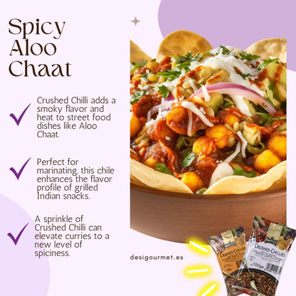 Crushed Chilli enhances chaat, chile adds heat to curries, perfect for marinades.
