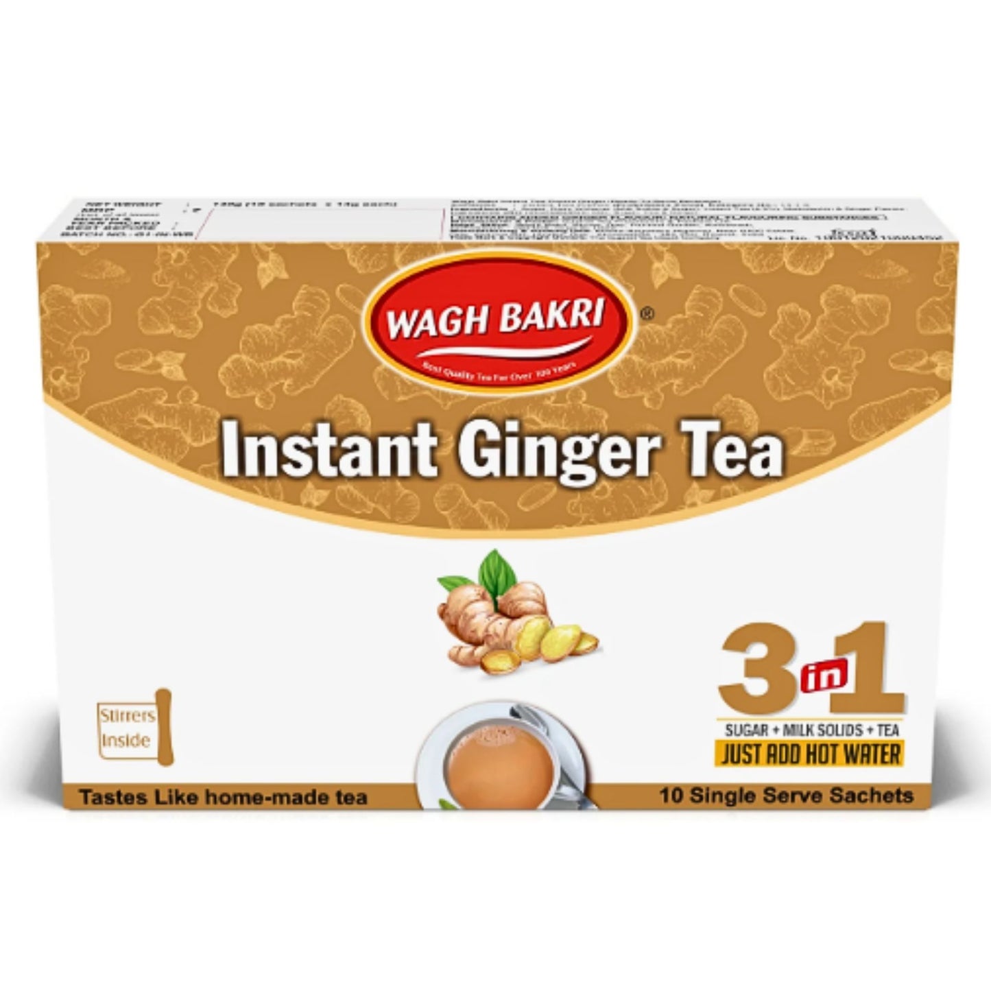 Instant Ginger "Chai" Tea | Instant Tea Ginger Chai Premix 140g (10 sachets) "Wagh Bakri"
