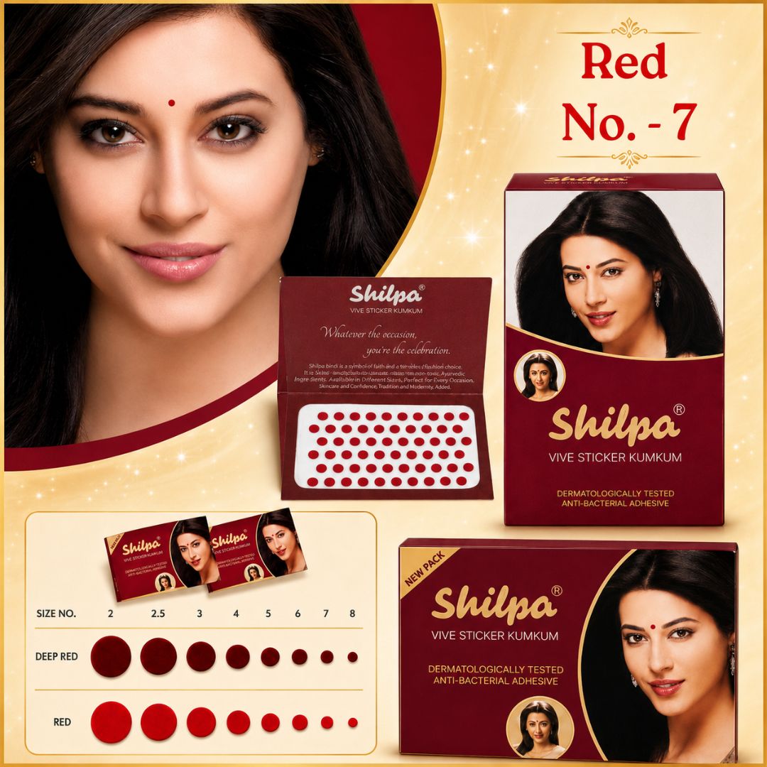 Bindi Rojo | Velvet Sticker Kumkum | Bindi Red in colour and Size-7 Shilpa