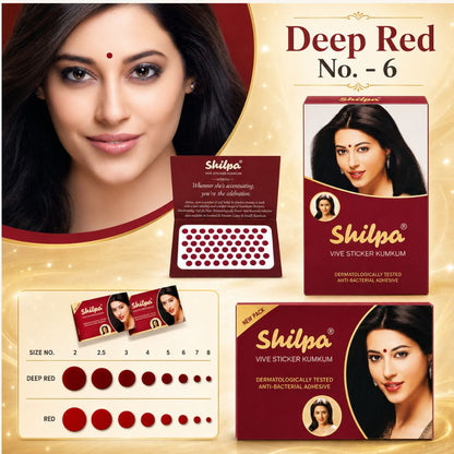 Bindi Rojo Intenso  | Velvet Sticker Kumkum | Bindi Deep Red in colour and Size-6 Shilpa