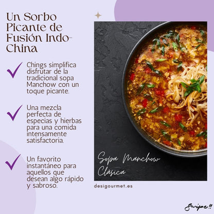 Quick and comforting Classic Sweet Corn Soup from Chings.-Disfruta del reconfortante clásico de la sopa de maíz dulce con la mezcla instantánea de Chings. -Un aperitivo perfecto o una comida ligera, rica en sabor a maíz dulce. -Rápido, conveniente y siempre delicioso.