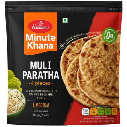 Pan de Rábano (Congelado) | Muli (Radish) Paratha 400g/4pcs. Haldiram (Frozen)