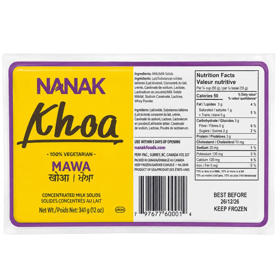 Sólidos de leche concentrados bloque (Congelado) | Concentrated Milk Solids|  Khoa (Mawa) 341g Nanak (Frozen)