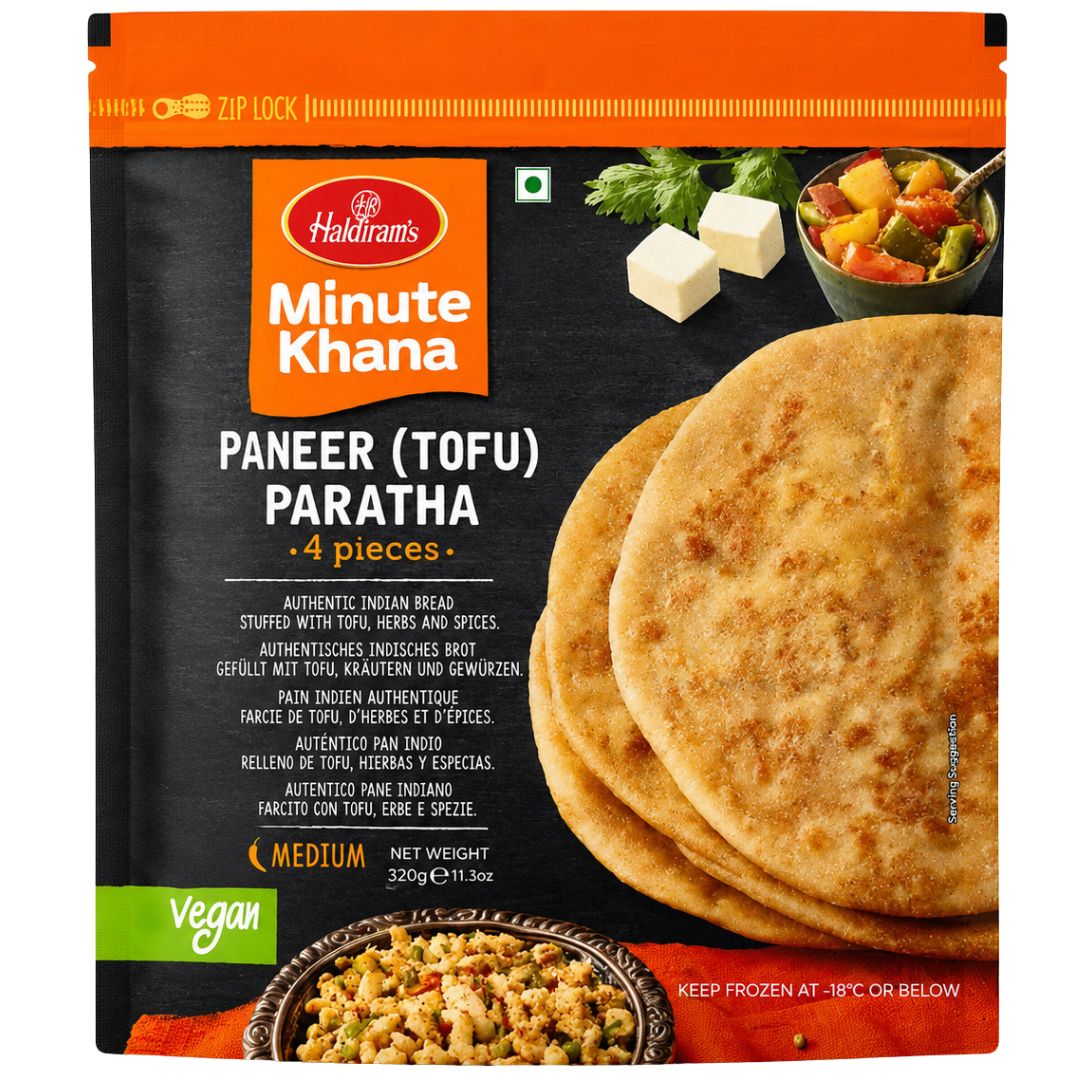 Pan relleno de Queso Fresco con especias (Congelado) | Paneer (Tofu) Paratha 400g/4pcs. Haldiram's (Frozen)