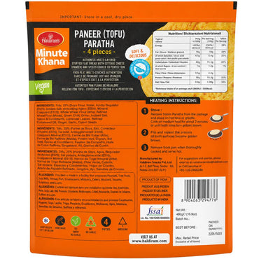 Pan relleno de Queso Fresco con especias (Congelado) | Paneer (Tofu) Paratha 400g/4pcs. Haldiram's (Frozen)