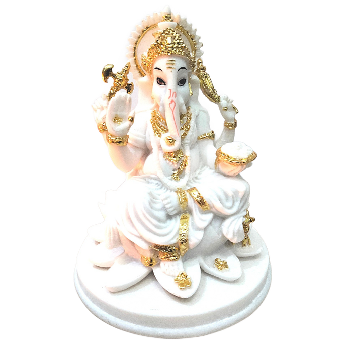 Estatuas del Señor Ganesha (ídolo) en mármol blanco | Lord Ganesha Statue in White Marble (Idol)