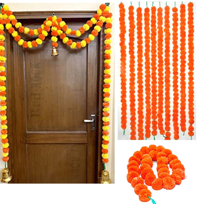 Cuerdas de Guirnalda de Flores Artificiales | Phool Mala Artificial Marigold (Orange) 1pcs.