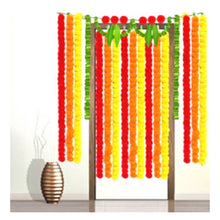 Cargar imagen en el visor de la galería, Cuerdas de Guirnalda de Flores Artificiales | Phool Mala Artificial Marigold (Orange) 1pcs.