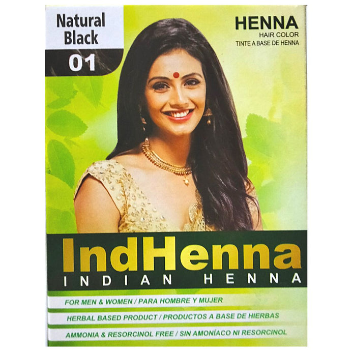 Henna Color Negra Natural | Indian Henna Natural Black colour | (6 sachets* 10g) IndHenna