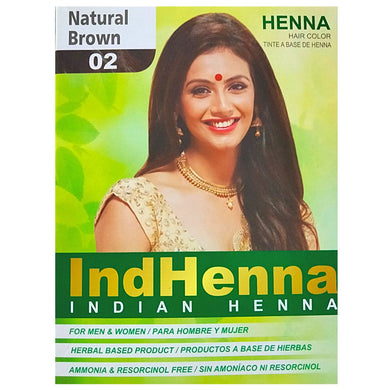 Henna Color Marrón Natural | Indian Henna Natural Brown colour | (6 sachets* 10g) IndHenna