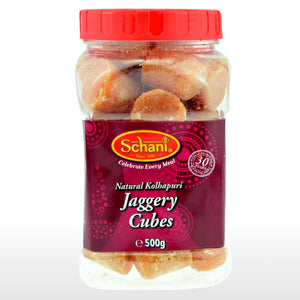 Azúcar Integral Puro de Caña en cubos (Panela) | Cane Sugar Jaggery Cubes | Goor Cubes 500g Schani