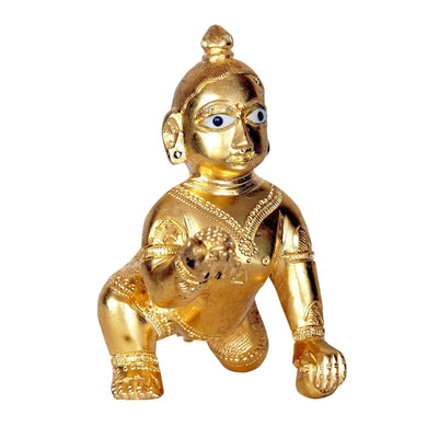 Estatua de bronce de Laddu Gopal (Krishna) | Laddu Gopal (Krishna) Brass Statue/Pital Murti (Size 1 - 155g)