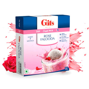 Mezcla de postre para Falooda | Falooda Mix in Rose Flavour 200g Gits