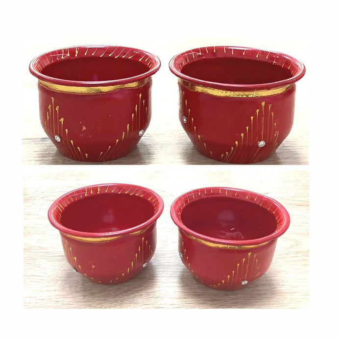 Kalash decorativo para Pooja | Red Decorative Kalash for Pooja (Small Lota) 1pcs.