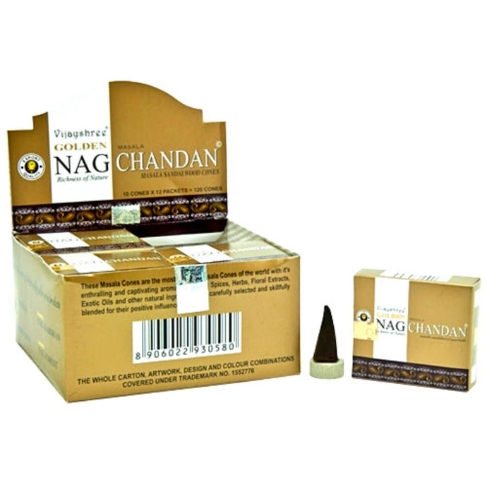 Incienso Cono | Golden Nag Chandan Dhoop 10 Cones