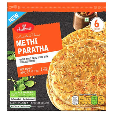 Pan relleno de hojas de Fenogreco y Especias (Congelado) | Methi Paratha 300g/6pcs. Haldiram (Frozen)