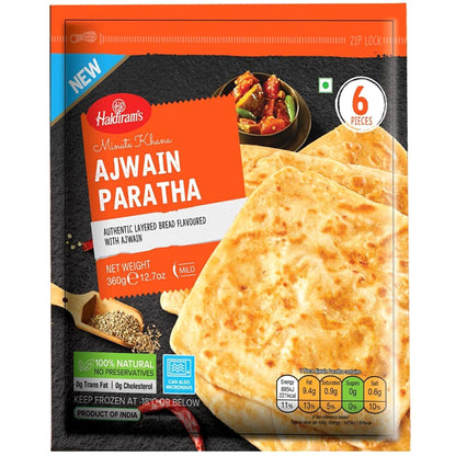 Pan Indio con semillas de Carom / Ajwain (Congelado) |  Ajwain Paratha 360g/6pcs. Haldiram (Frozen)