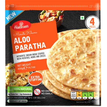 Pan relleno de Patata estofada y Especias (Congelado)| Aloo Paratha 400g/4pcs. Haldiram's (Frozen)
