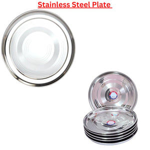 Plato llano de acero inoxidable | Stainless Steel Plate with diameter apprx. 27cm 140g