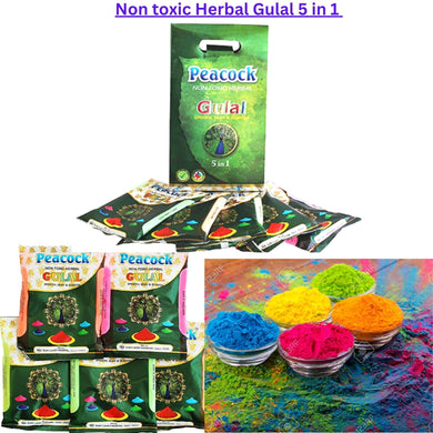 Gulal Herbal Colour | Gulal Non toxic Herbal Smooth, Silky & Scented 250g (5 in 1)