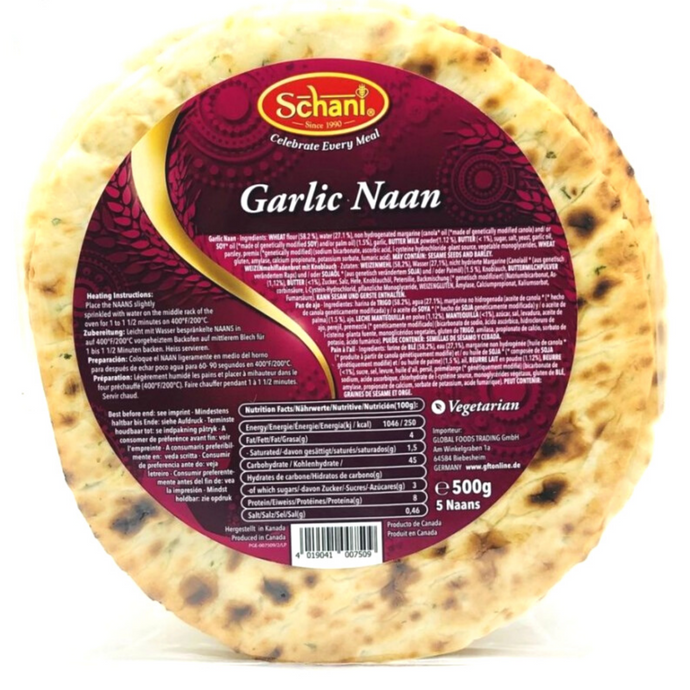 Pan Tradicional Naan al ajo | Garlic Naan 500g/5pcs. Schani