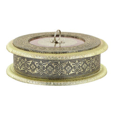 Cargar imagen en el visor de la galería, Caja Redonda Royal Oxidado Granate con Diseño Floral | Royal Oxidised Maroon Round box with Floral Design