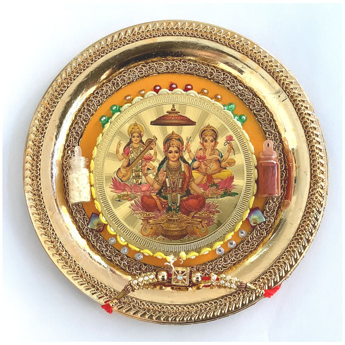 Plato decorativo para Pooja | Decorated Thali For Pooja (Medium)