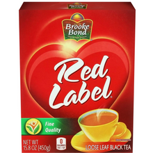 Load image into Gallery viewer, Red Label Loose Leaf Tea 250g: Rich, full-bodied black tea with antioxidants. Versatile for hot or iced tea. Available at DesiGourmet.es.