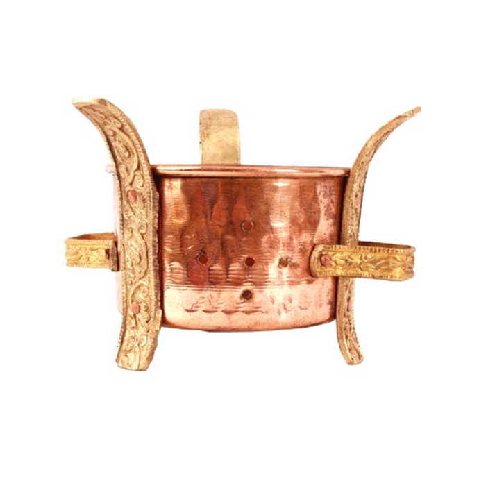 Cobre Sigdi con soporte de latón | Anghithi | Copper Sigdi with brass bracket for 2 Portion