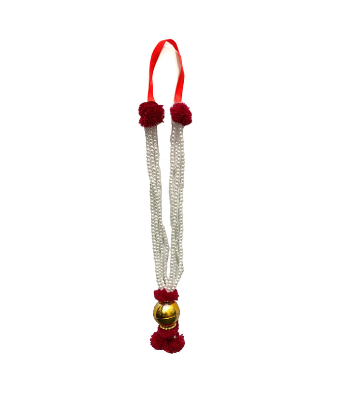 Guirnalda Pequeña artificiales para ídolo Mala para Dios | Small Artificial Pearl with red pompom Garland for God Idol 1pcs.